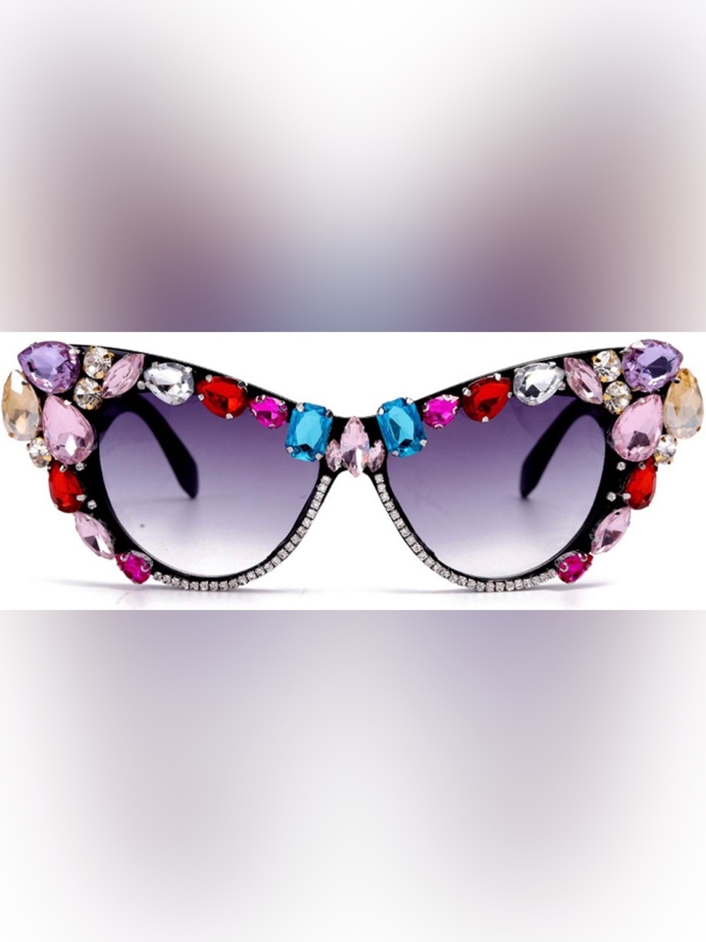 Embellished Gradient Sunglasses with Pink, Blue & Purple Gems